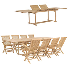 9-Delige Tuinset 180-280X100X75 Cm Massief Teakhout Rechthoekig