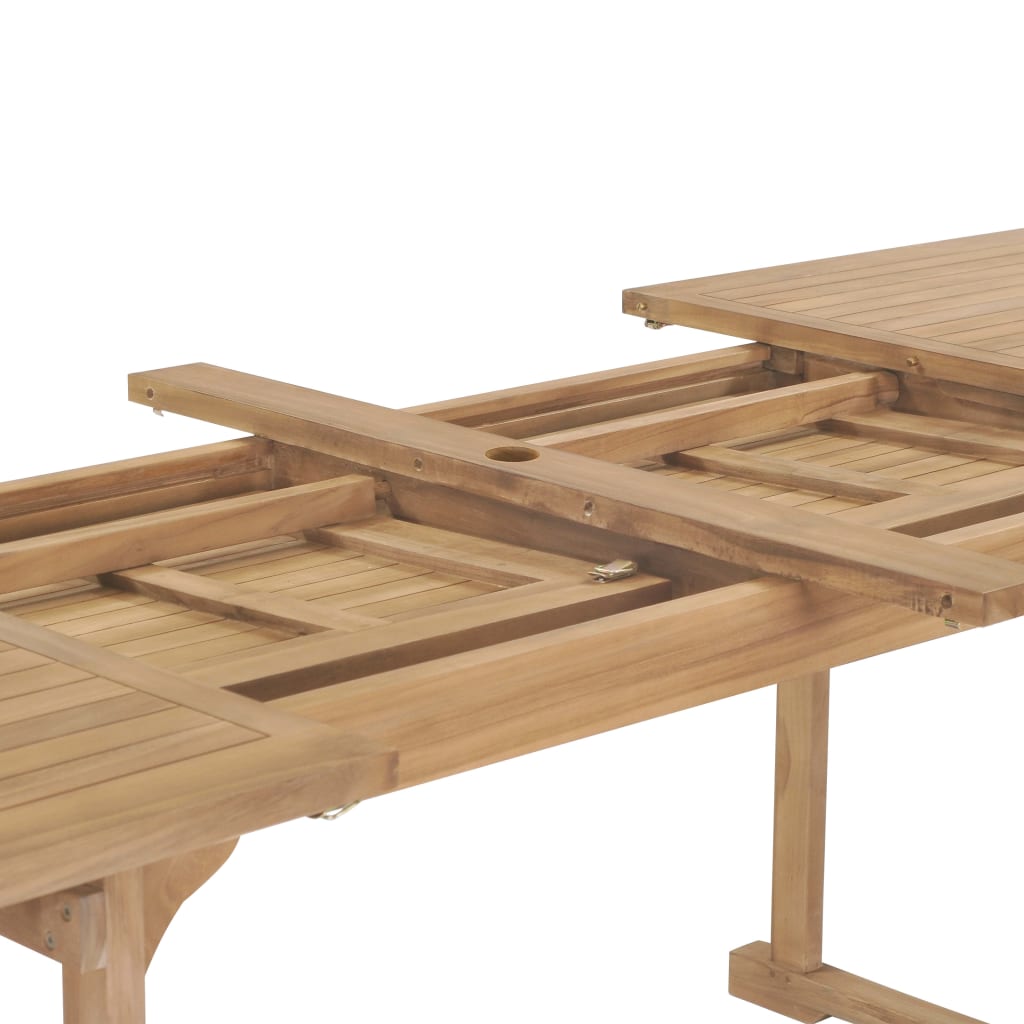 9-Delige Tuinset 180-280X100X75 Cm Massief Teakhout Rechthoekig