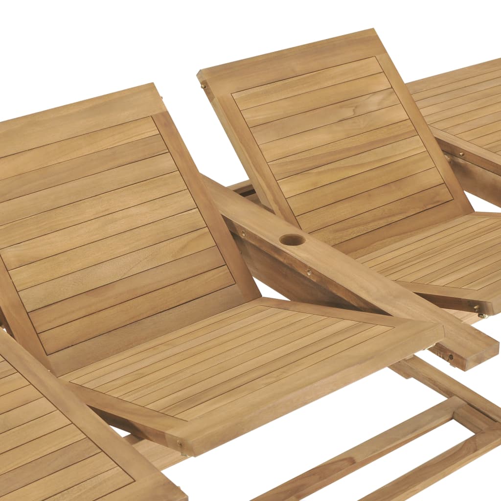 9-Delige Tuinset 180-280X100X75 Cm Massief Teakhout Rechthoekig