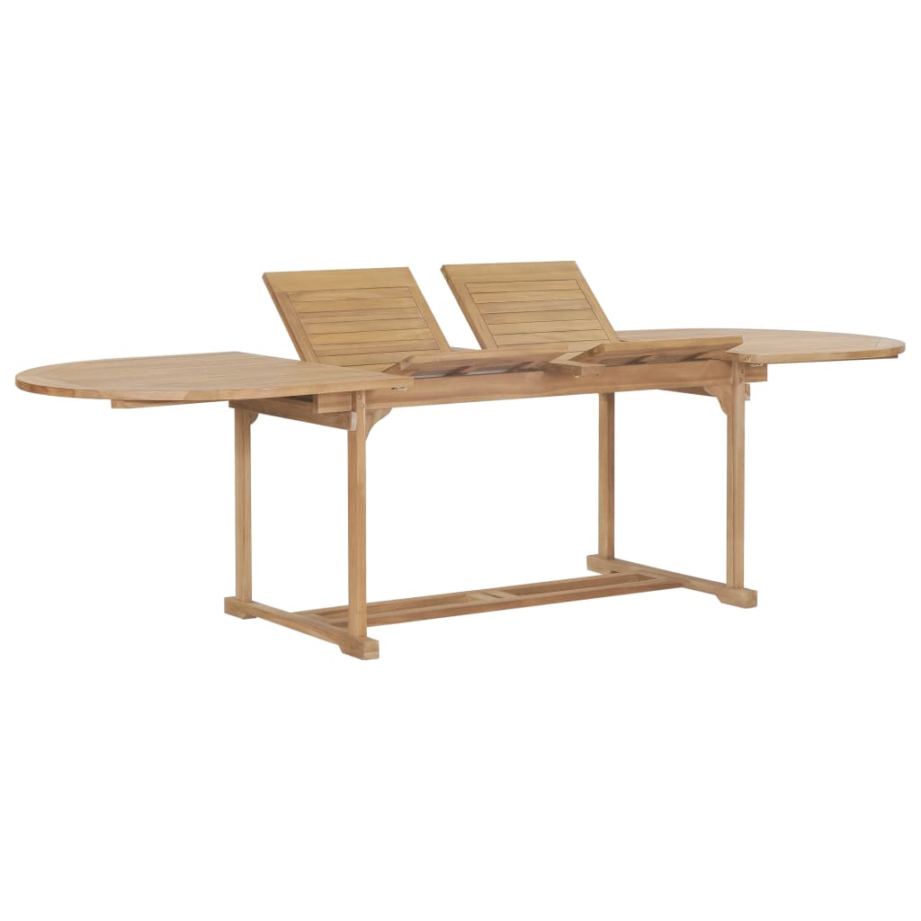 9-Delige Tuinset 180-280X100X75 Cm Massief Teakhout ovaal