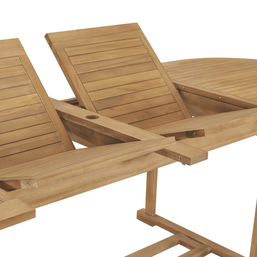 9-Delige Tuinset 180-280X100X75 Cm Massief Teakhout ovaal