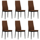 Dining chairs 6 pcs fabric brown