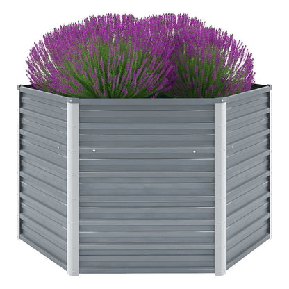 Plantenbak Verhoogd Gegalvaniseerd Staal 129 x 129 x 77 cm Grijs