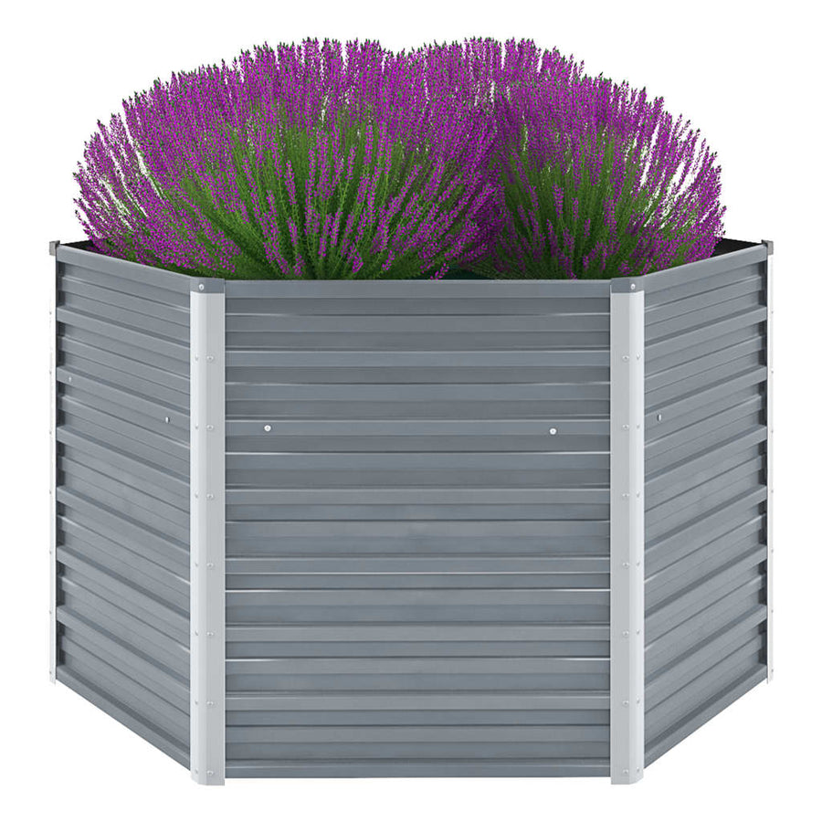 Plantenbak Verhoogd Gegalvaniseerd Staal 129 x 129 x 77 cm Grijs