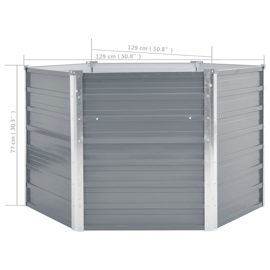 Plantenbak Verhoogd Gegalvaniseerd Staal 129 x 129 x 77 cm Grijs