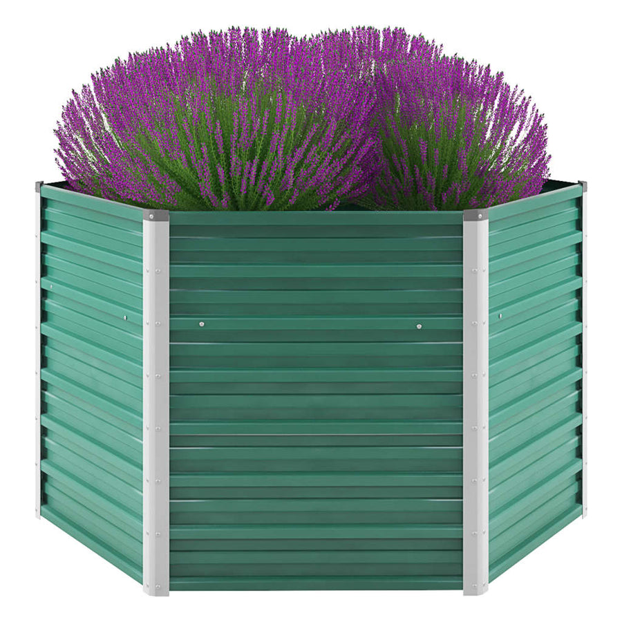 Plantenbak Verhoogd Gegalvaniseerd Staal 129 x 129 x 77 cm Groen