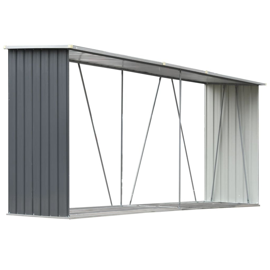 Haardhoutschuur 330X84X152 Cm Gegalvaniseerd Staal Grijs