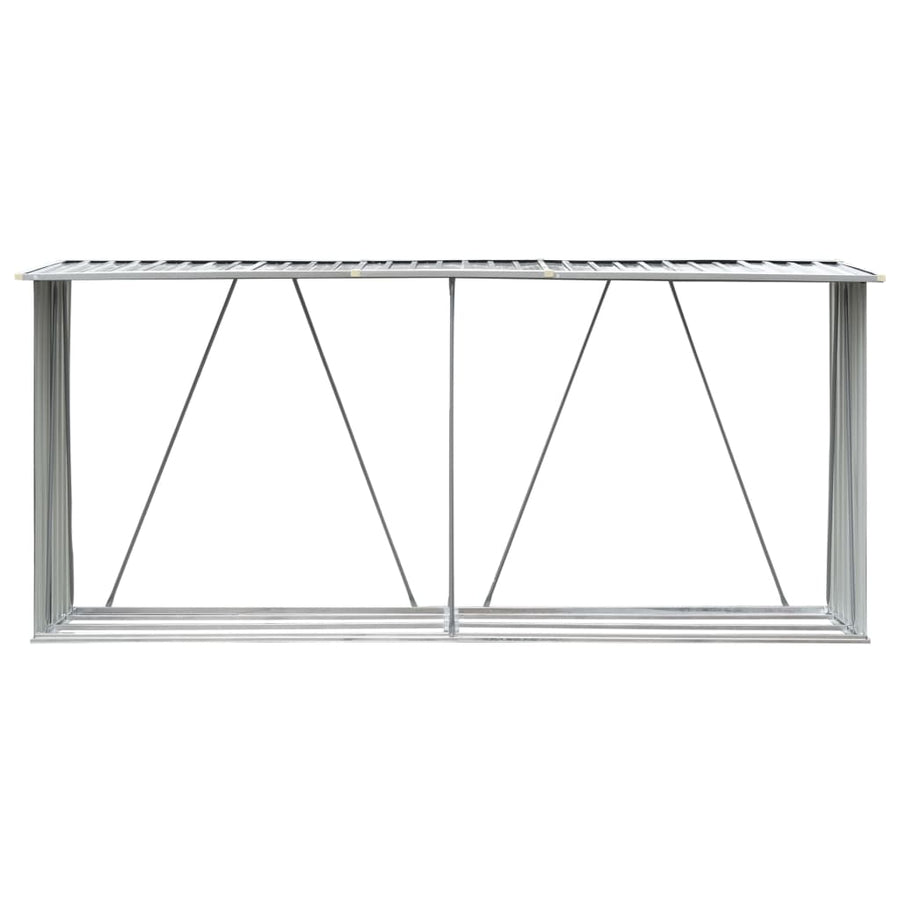 Haardhoutschuur 330X84X152 Cm Gegalvaniseerd Staal Grijs