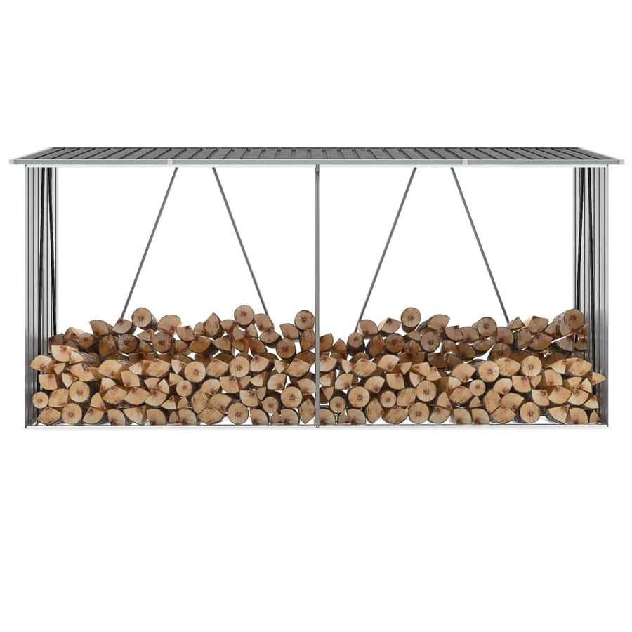 Haardhoutschuur 330X84X152 Cm Gegalvaniseerd Staal Grijs
