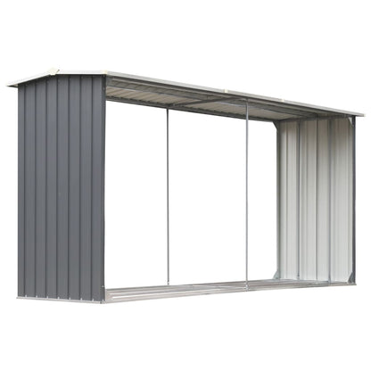 Haardhoutschuur 330X92X153 Cm Gegalvaniseerd Staal Grijs