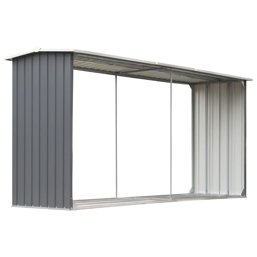 Haardhoutschuur 330X92X153 Cm Gegalvaniseerd Staal Grijs
