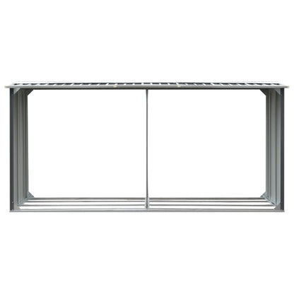 Haardhoutschuur 330X92X153 Cm Gegalvaniseerd Staal Grijs