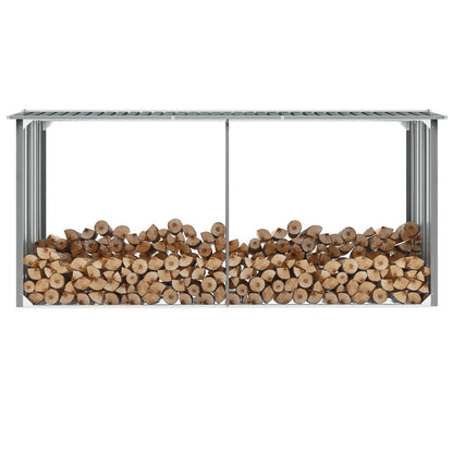 Haardhoutschuur 330X92X153 Cm Gegalvaniseerd Staal Grijs