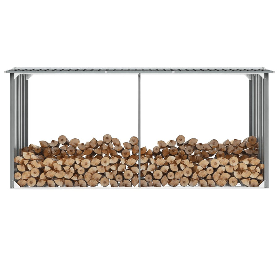 Haardhoutschuur 330X92X153 Cm Gegalvaniseerd Staal Grijs