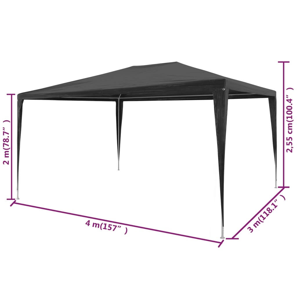 Partytent Pe 3 x 4 m Antraciet