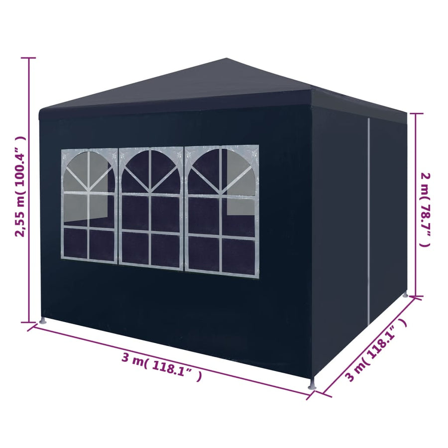 Partytent 3 x 3 m Blauw