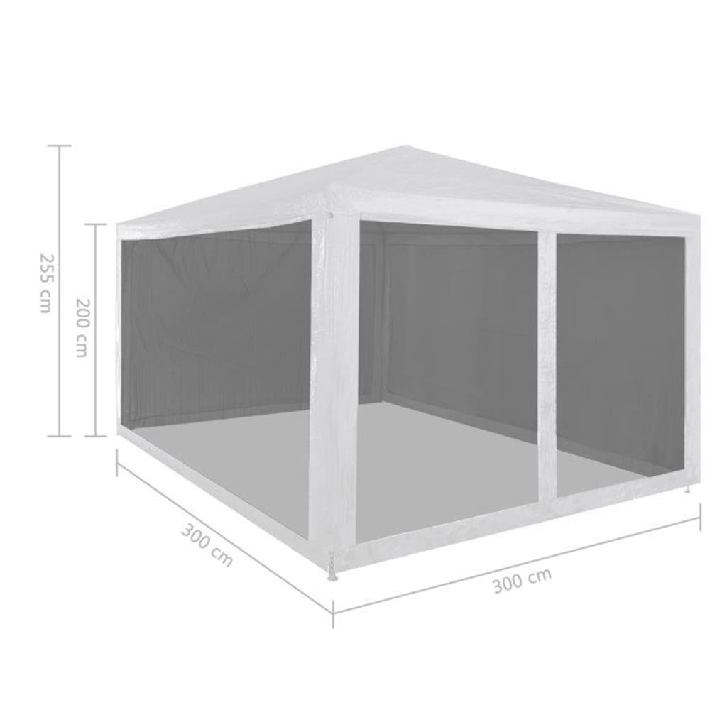 Partytent Met 4 Mesh Zijwanden 3 x 3 m Wit