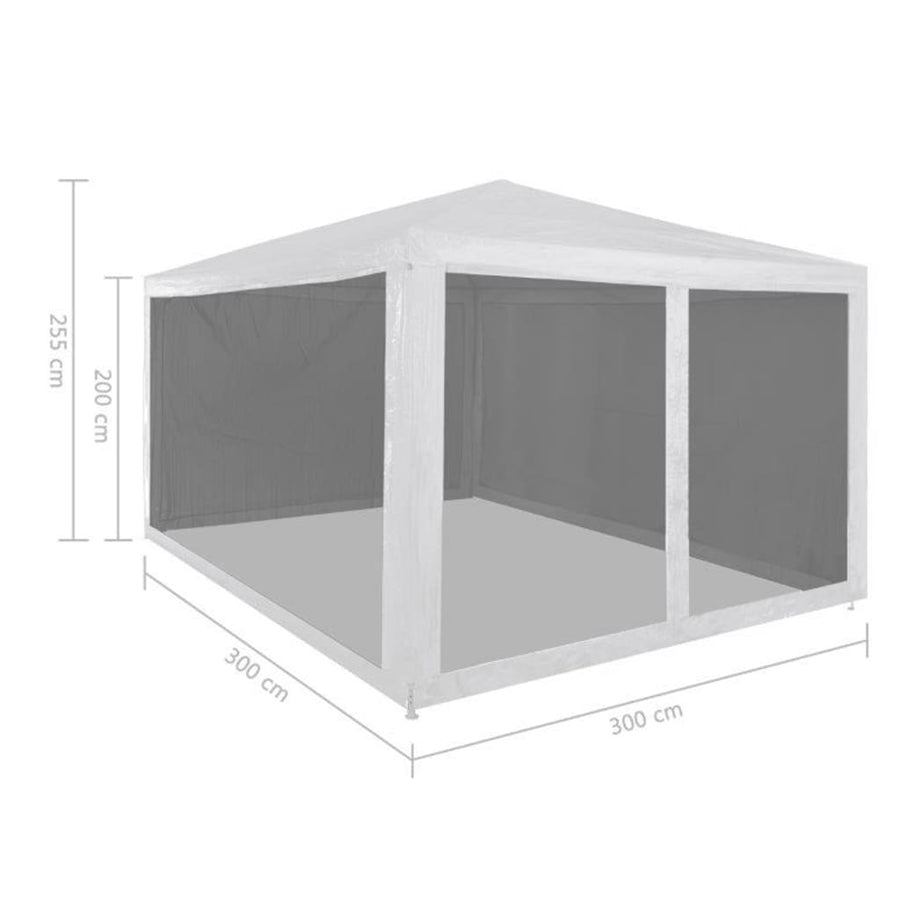 Partytent Met 4 Mesh Zijwanden 3 x 3 m Wit