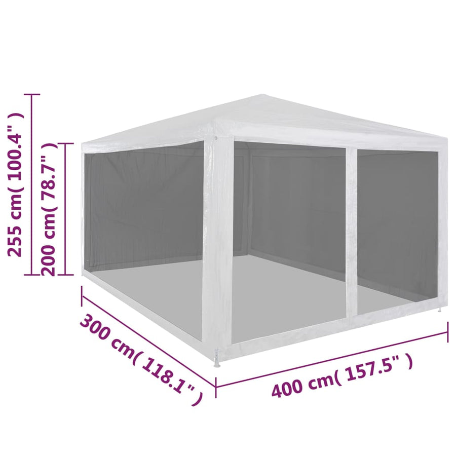 Partytent Met 4 Mesh Zijwanden 4 x 3 m Wit