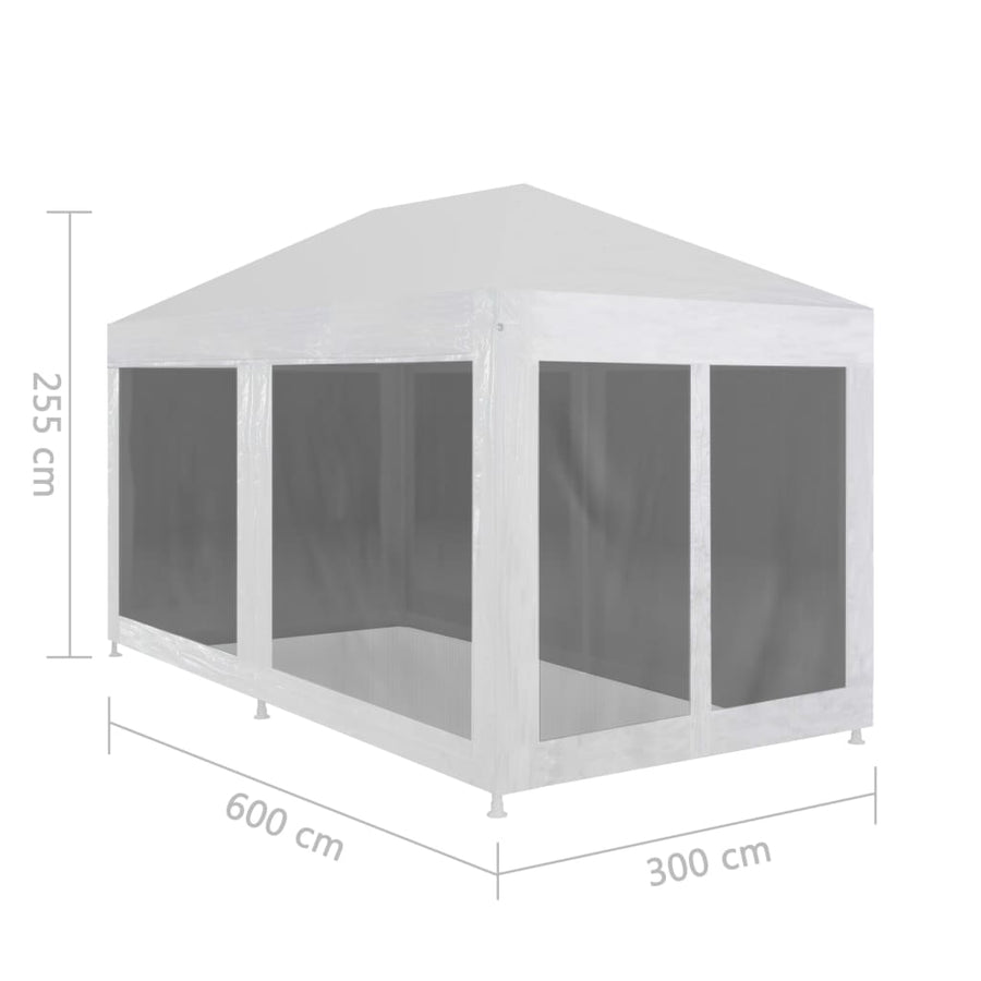 Partytent Met 6 Mesh Zijwanden 6 x 3 m Wit