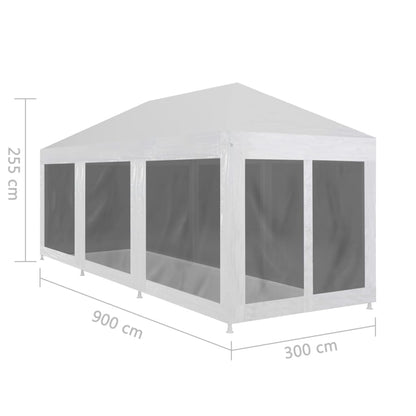 Partytent Met 8 Mesh Zijwanden 9 x 3 m Wit