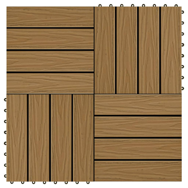 Terrastegels diep reliëf 30x30 cm 1 m² HKC teakkleur 11 st teak coloured