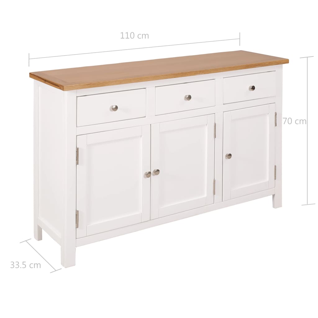 Dressoir 110X33,5X70 Cm Massief Eikenhout 110 cm