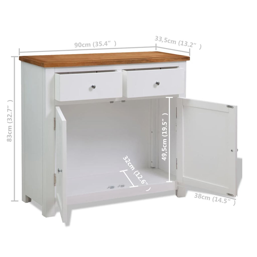 Dressoir 90X33,5X83 Cm Massief Eikenhout 90 cm