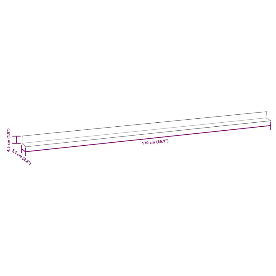 Terras hoekplinten 5 st 170 cm HKC zwart