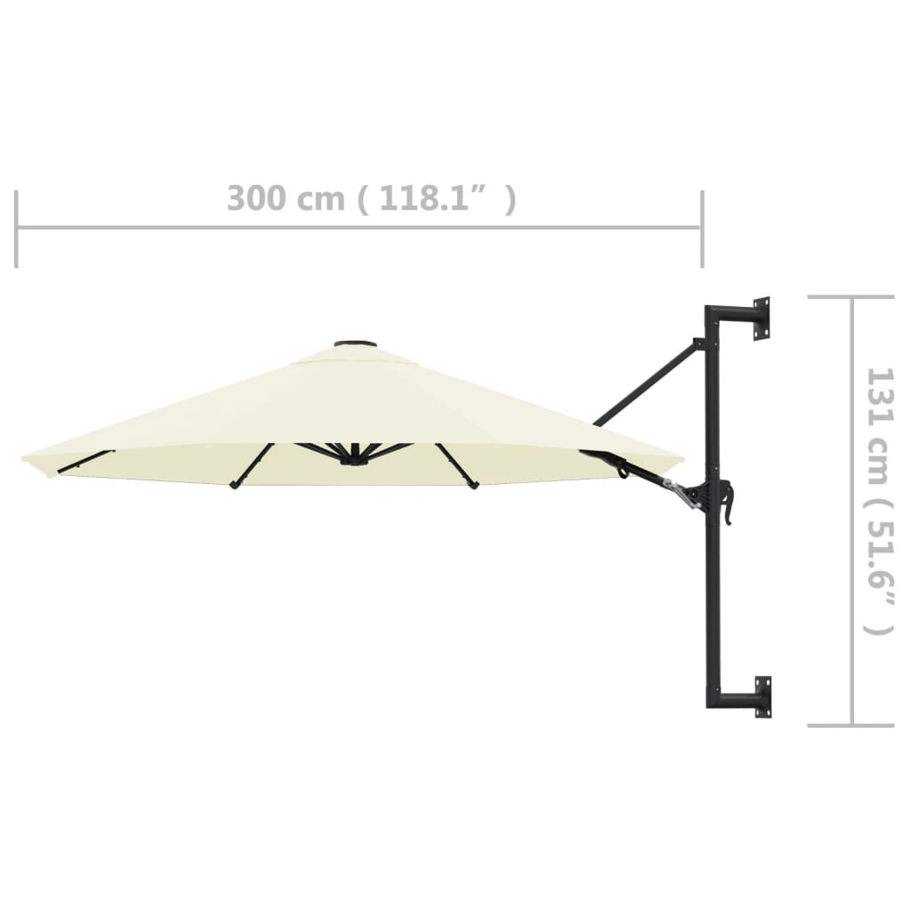 Wandparasol Met Metalen Paal 300 Cm Kleurig Zand