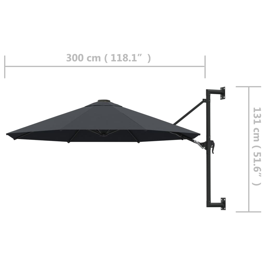Wandparasol Met Metalen Paal 300 Cm Antraciet