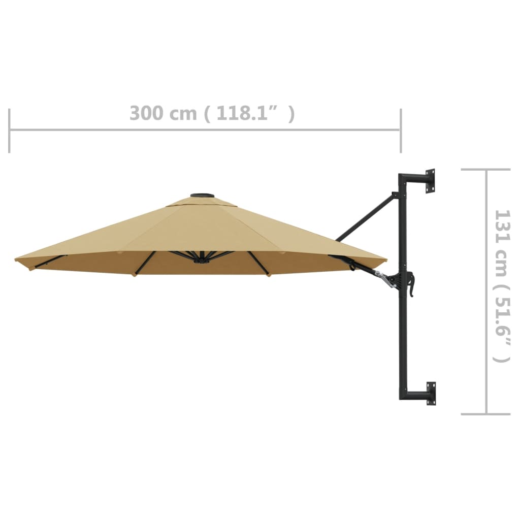 Wandparasol Met Metalen Paal 300 Cm Taupe