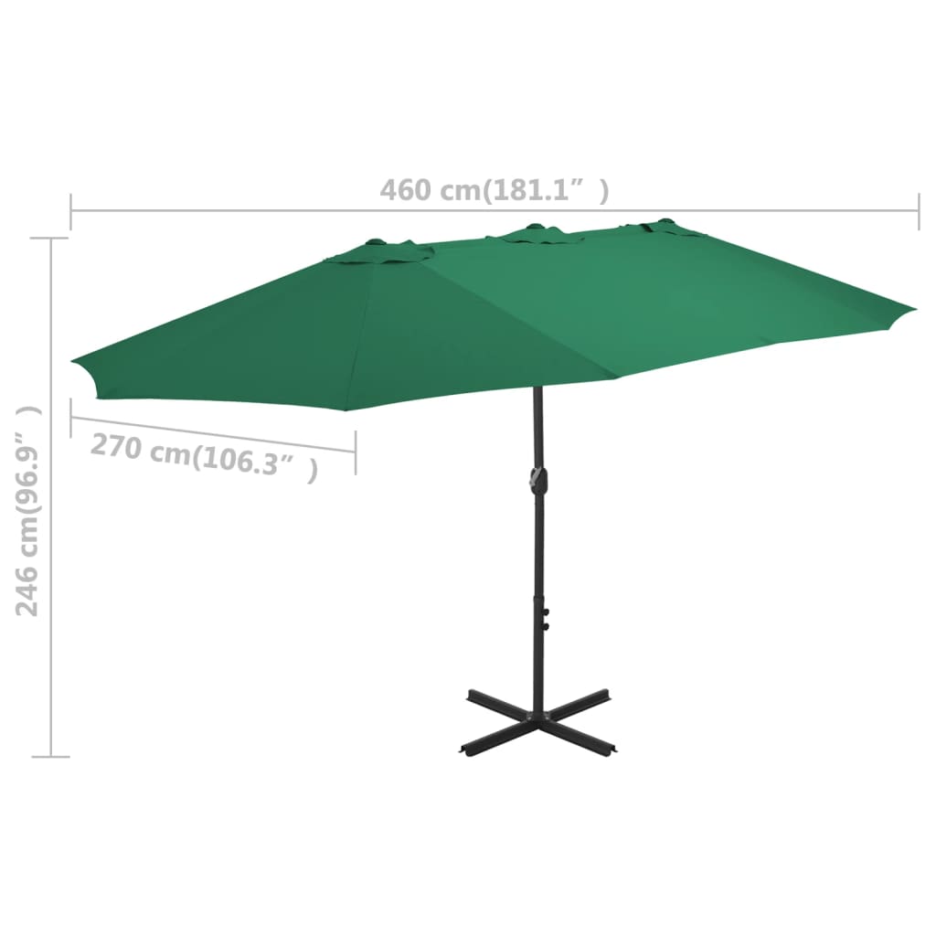 Parasol Met Aluminium Paal 460X270 Cm Groen Lichtgroen