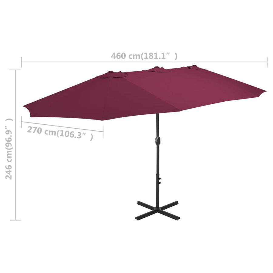 Parasol Met Aluminium Paal 460X270 Cm Bordeauxrood