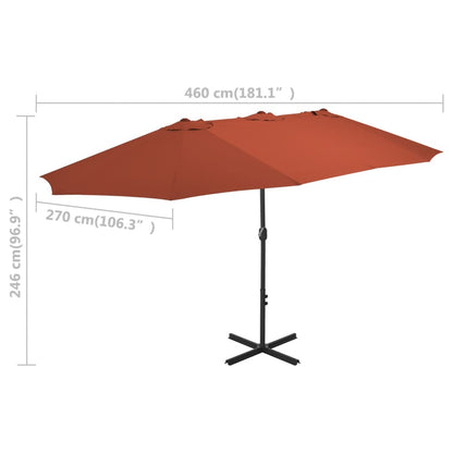 Parasol Met Aluminium Paal 460X270 Cm Terracotta