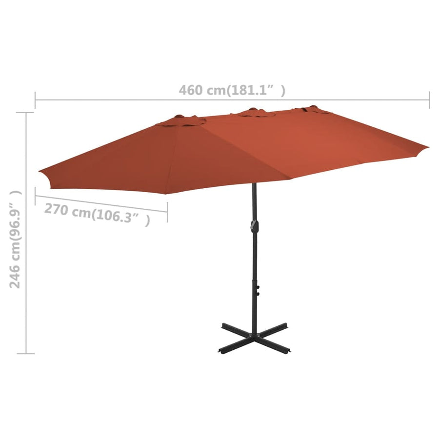 Parasol Met Aluminium Paal 460X270 Cm Terracotta