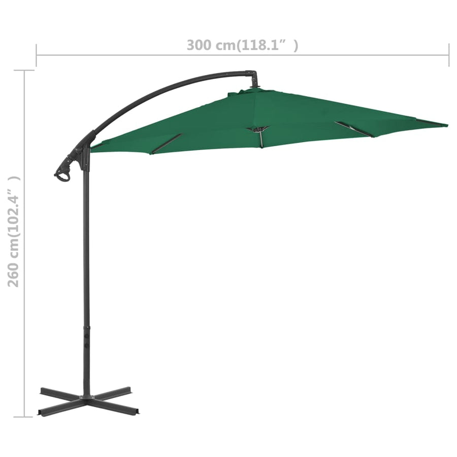 Zweefparasol Met Stalen Paal 300 Cm Groen Lichtgroen