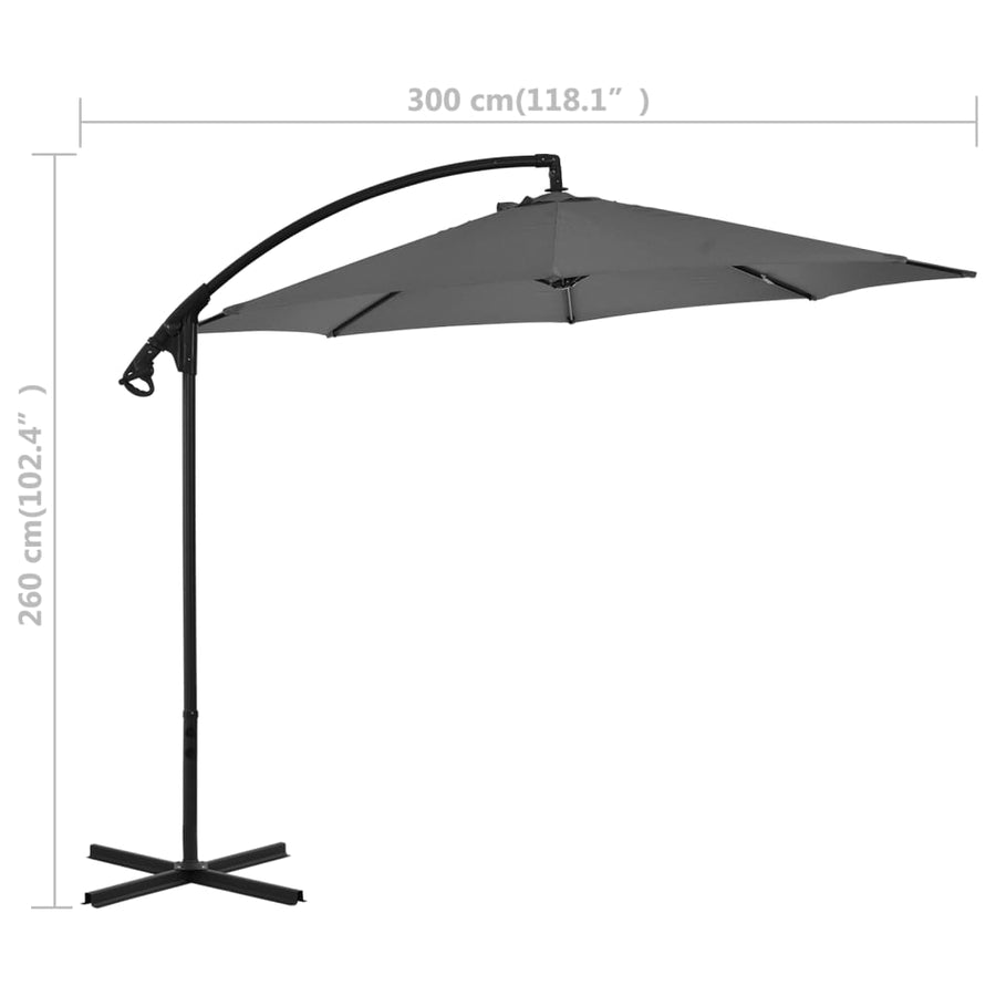 Zweefparasol Met Stalen Paal 300 Cm Antraciet