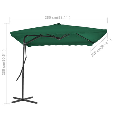 Parasol Met Stalen Paal 250X250 Cm Groen Lichtgroen