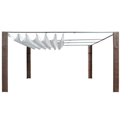 Prieel Met Dak Poly Rattan 400 x 400 x 200 cm
