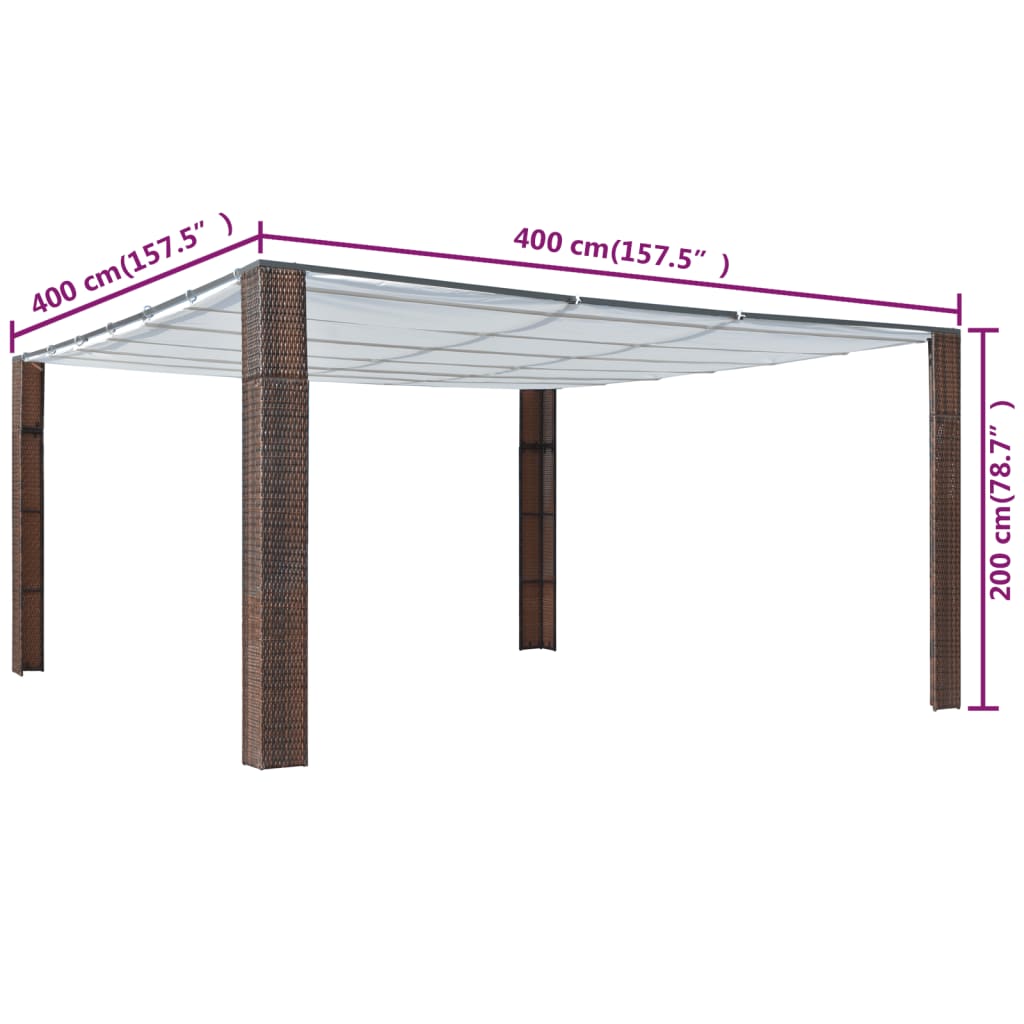 Prieel Met Dak Poly Rattan 400 x 400 x 200 cm