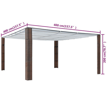 Prieel Met Dak Poly Rattan 400 x 400 x 200 cm