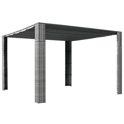 Prieel Met Dak 300X300X200 Cm Poly Rattan Grijs En Antraciet 300 x 300 x 200 cm