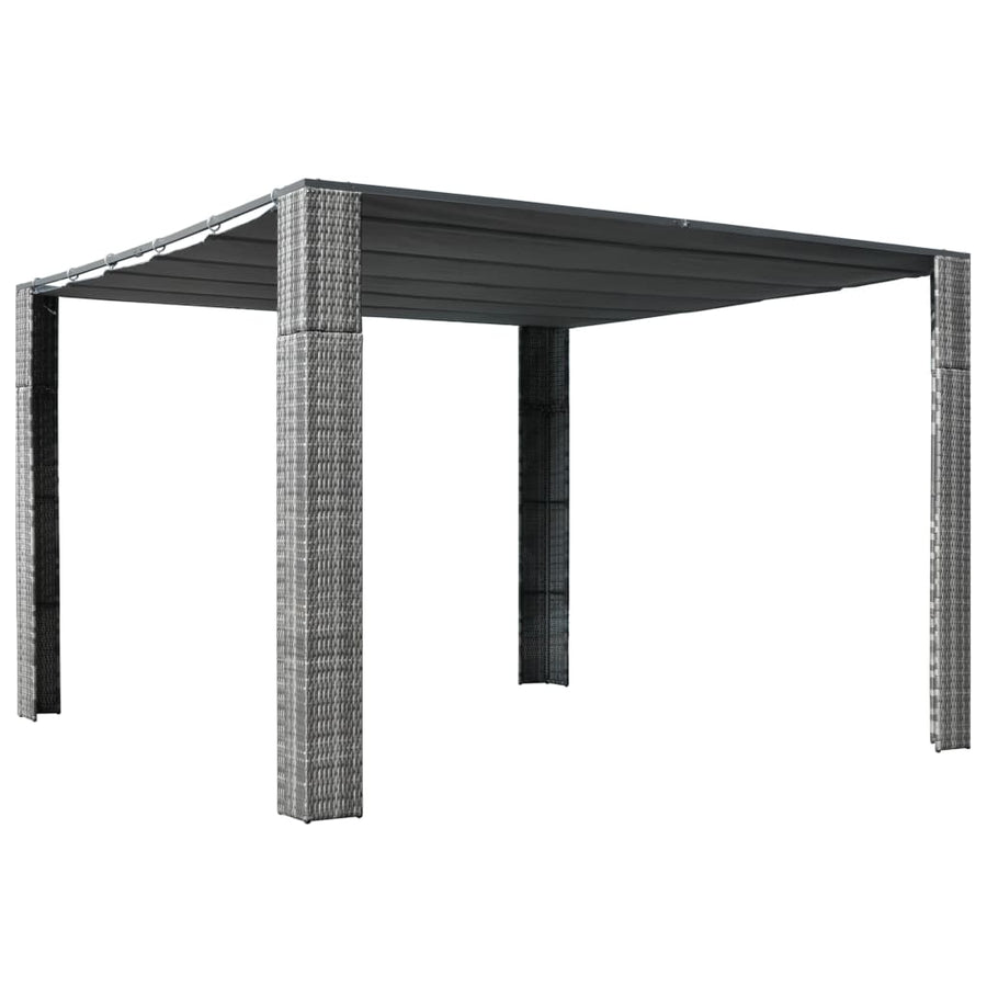 Prieel Met Dak 300X300X200 Cm Poly Rattan Grijs En Antraciet 300 x 300 x 200 cm