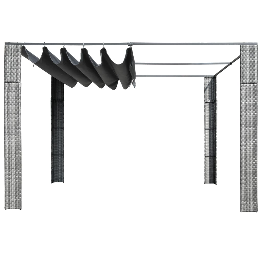 Prieel Met Dak 300X300X200 Cm Poly Rattan Grijs En Antraciet 300 x 300 x 200 cm
