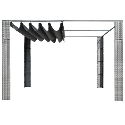 Prieel Met Dak 300X300X200 Cm Poly Rattan Grijs En Antraciet 300 x 300 x 200 cm