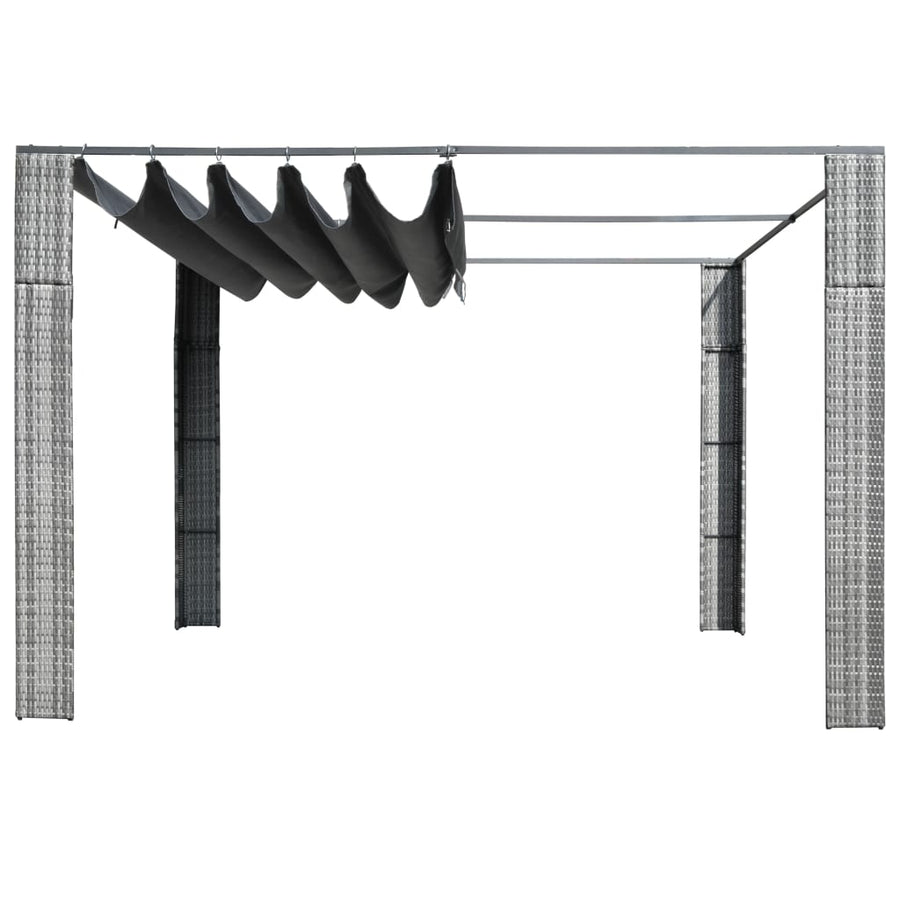 Prieel Met Dak 300X300X200 Cm Poly Rattan Grijs En Antraciet 300 x 300 x 200 cm