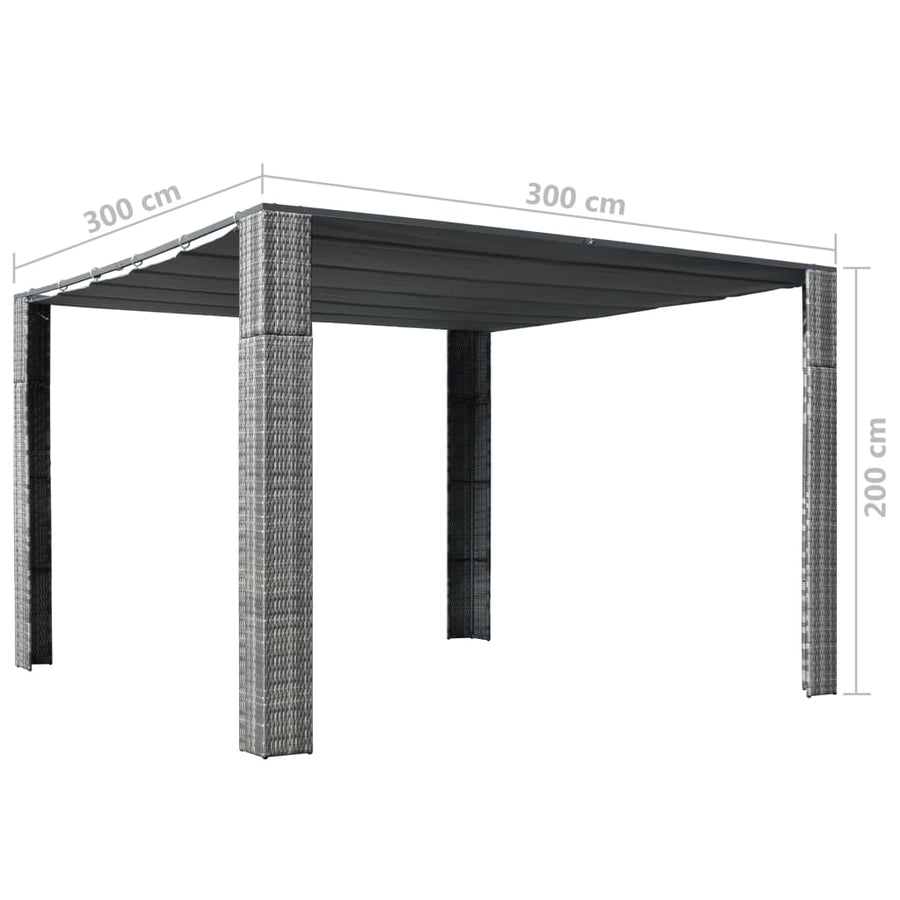 Prieel Met Dak 300X300X200 Cm Poly Rattan Grijs En Antraciet 300 x 300 x 200 cm