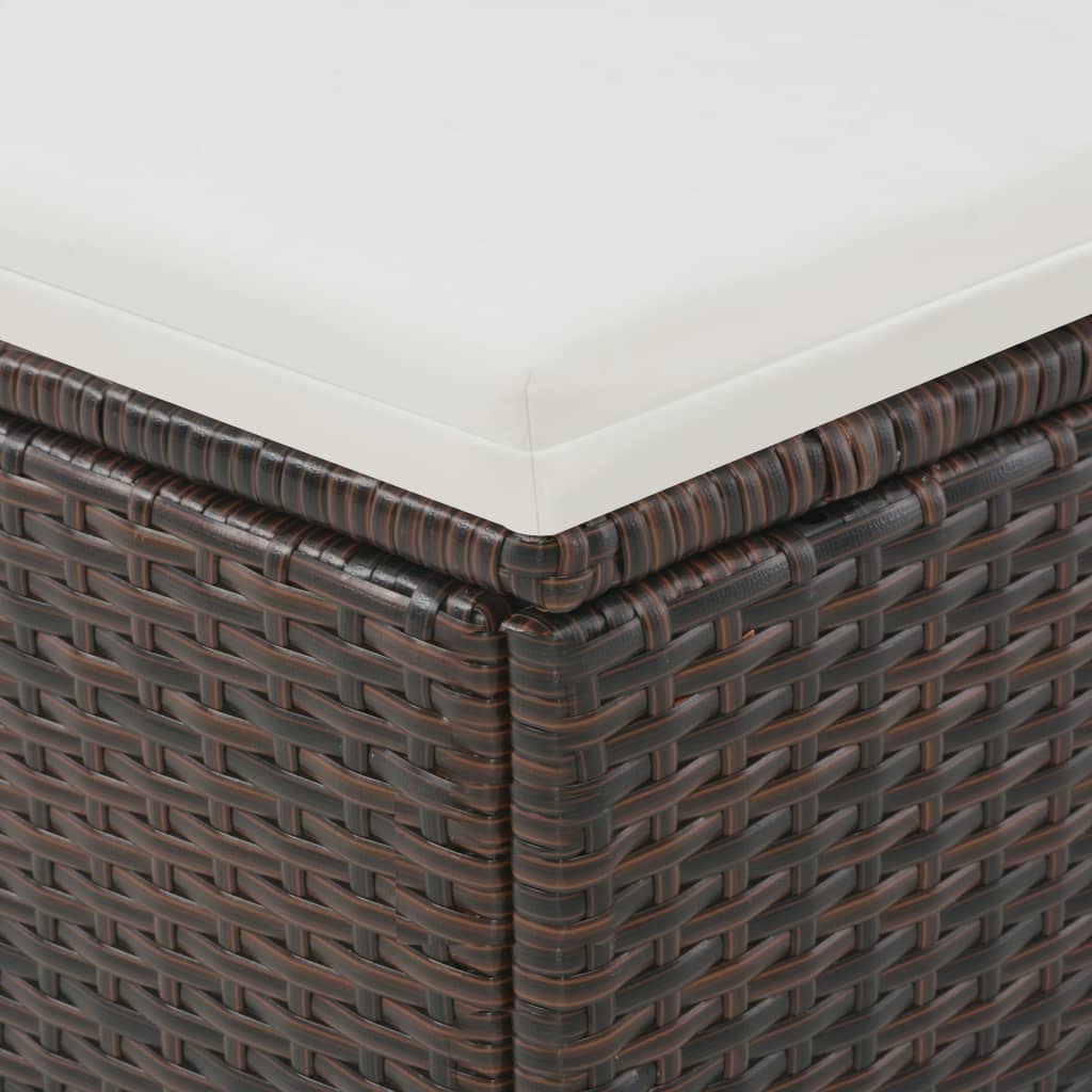 Ligbed 2-persoons met luifel poly rattan bruin
