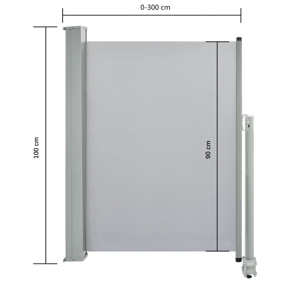 Tuinscherm Uittrekbaar 100 x 300 cm Grijs